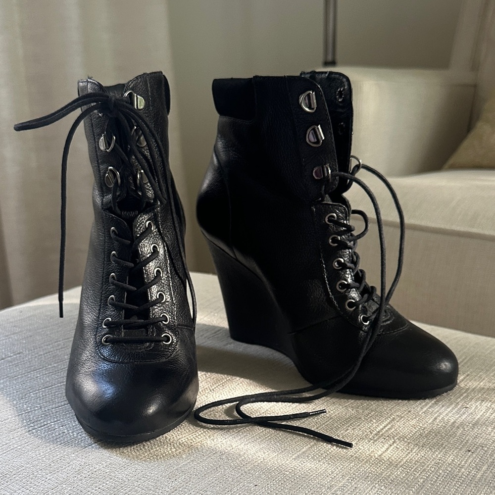 Stylish Black Wedge Ankle Boots